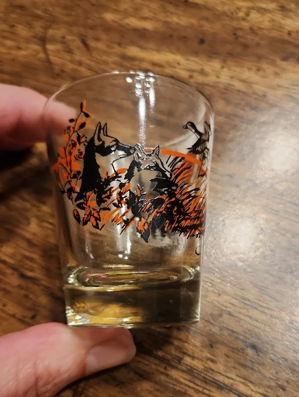 Michigan Wildlife Souvenir Shot Glass - Orange & Black Scenic Print